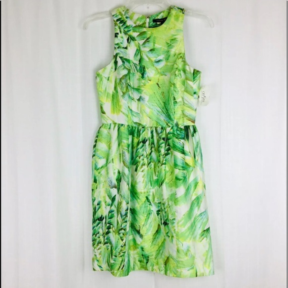 Cynthia Steffe Dress Silky Floral‎ Leaf Fern Spring